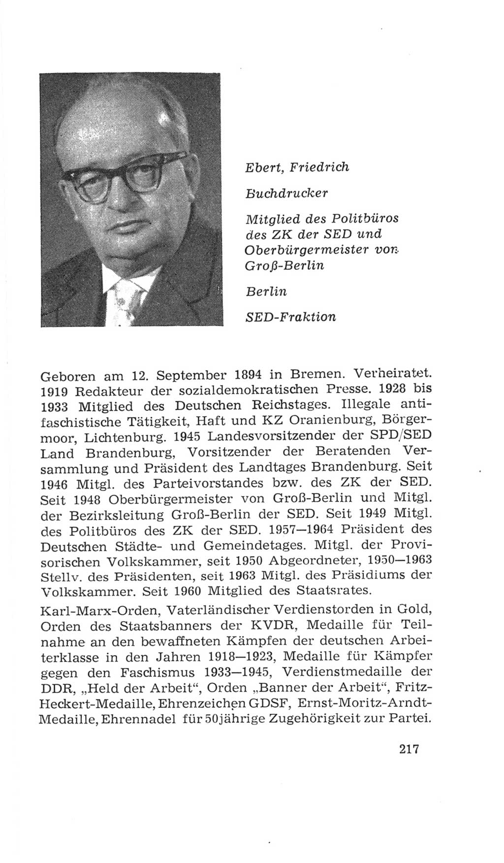 Volkskammer (VK) der Deutschen Demokratischen Republik (DDR), 4. Wahlperiode 1963-1967, Seite 217 (VK. DDR 4. WP. 1963-1967, S. 217)