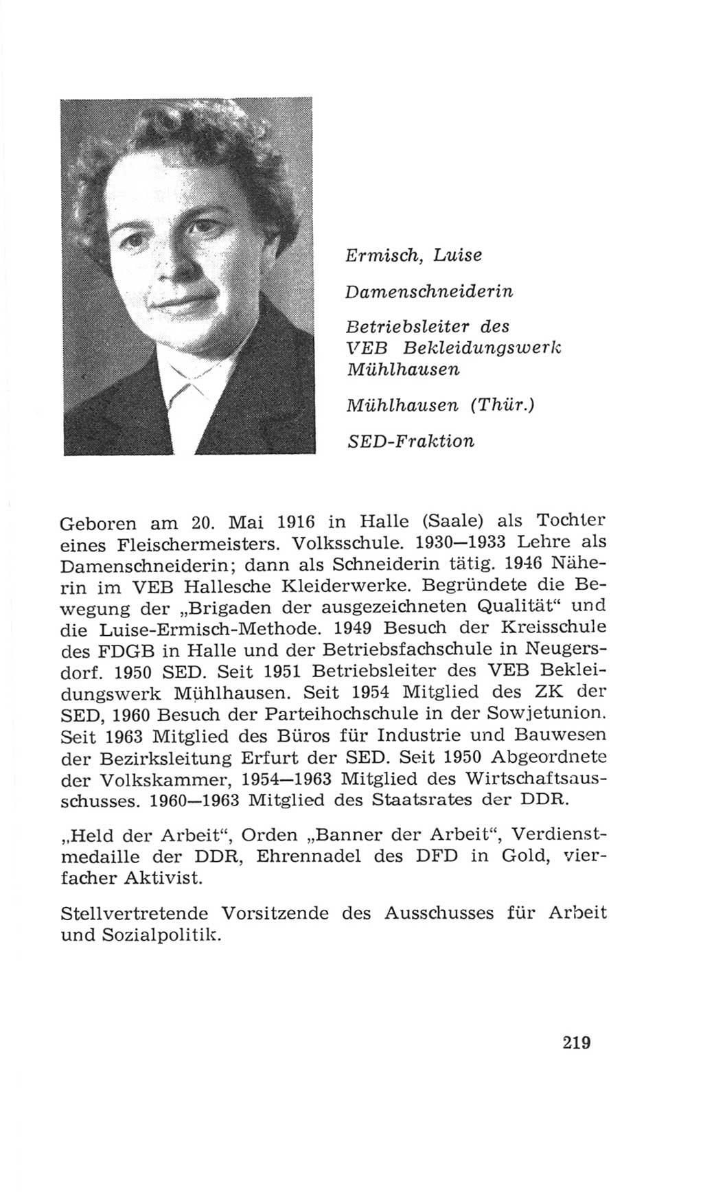Volkskammer (VK) der Deutschen Demokratischen Republik (DDR), 4. Wahlperiode 1963-1967, Seite 219 (VK. DDR 4. WP. 1963-1967, S. 219)