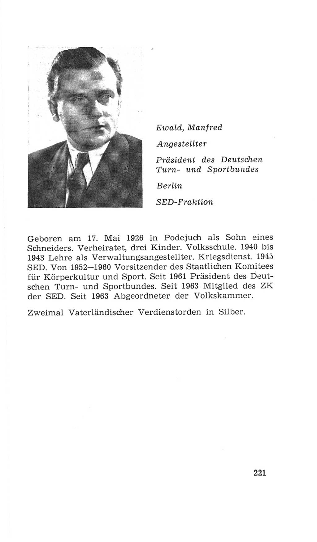 Volkskammer (VK) der Deutschen Demokratischen Republik (DDR), 4. Wahlperiode 1963-1967, Seite 221 (VK. DDR 4. WP. 1963-1967, S. 221)