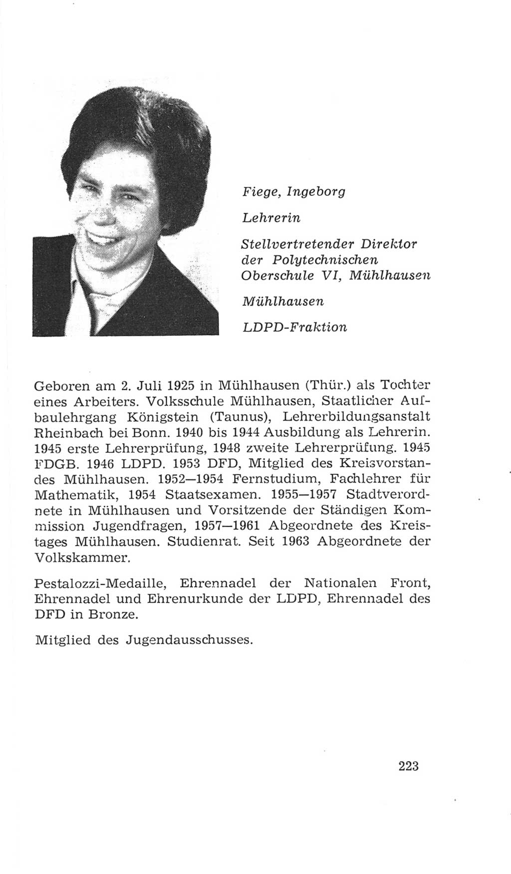 Volkskammer (VK) der Deutschen Demokratischen Republik (DDR), 4. Wahlperiode 1963-1967, Seite 223 (VK. DDR 4. WP. 1963-1967, S. 223)