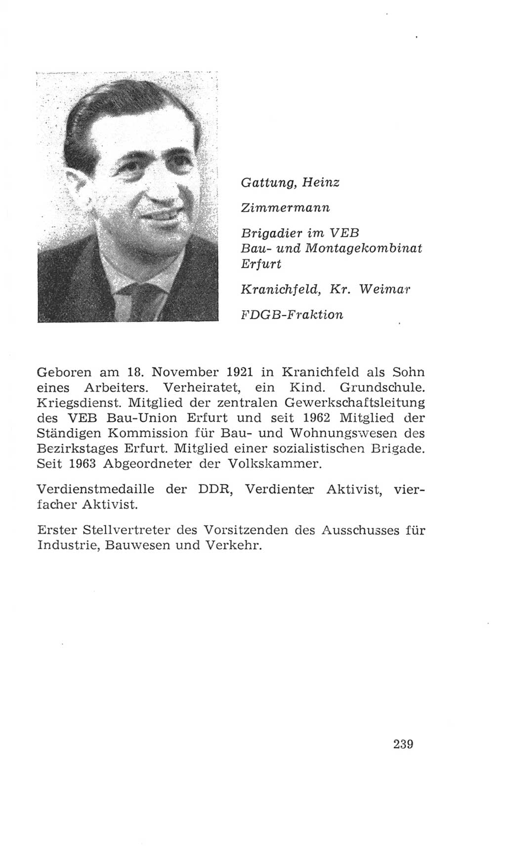 Volkskammer (VK) der Deutschen Demokratischen Republik (DDR), 4. Wahlperiode 1963-1967, Seite 239 (VK. DDR 4. WP. 1963-1967, S. 239)