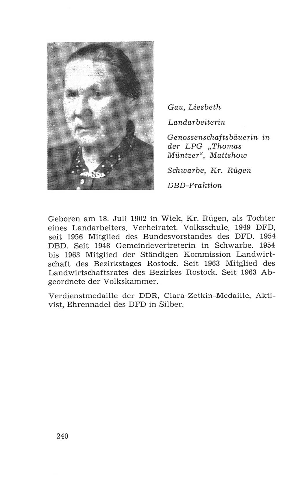 Volkskammer (VK) der Deutschen Demokratischen Republik (DDR), 4. Wahlperiode 1963-1967, Seite 240 (VK. DDR 4. WP. 1963-1967, S. 240)