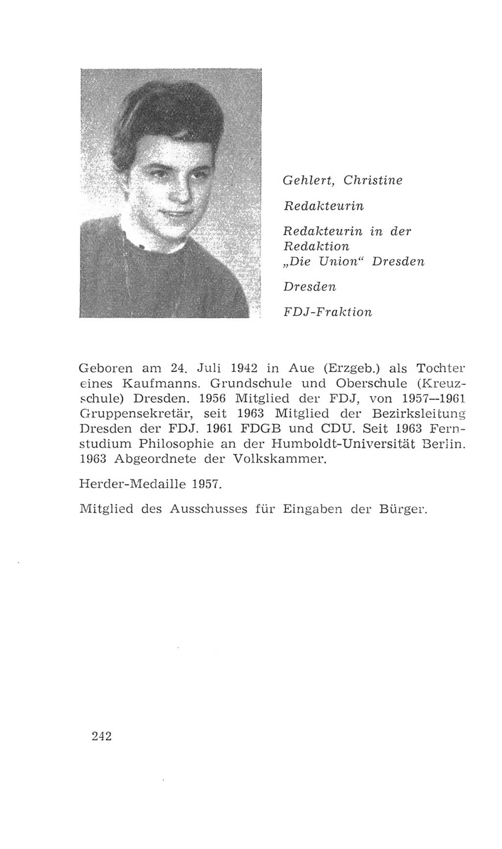 Volkskammer (VK) der Deutschen Demokratischen Republik (DDR), 4. Wahlperiode 1963-1967, Seite 242 (VK. DDR 4. WP. 1963-1967, S. 242)