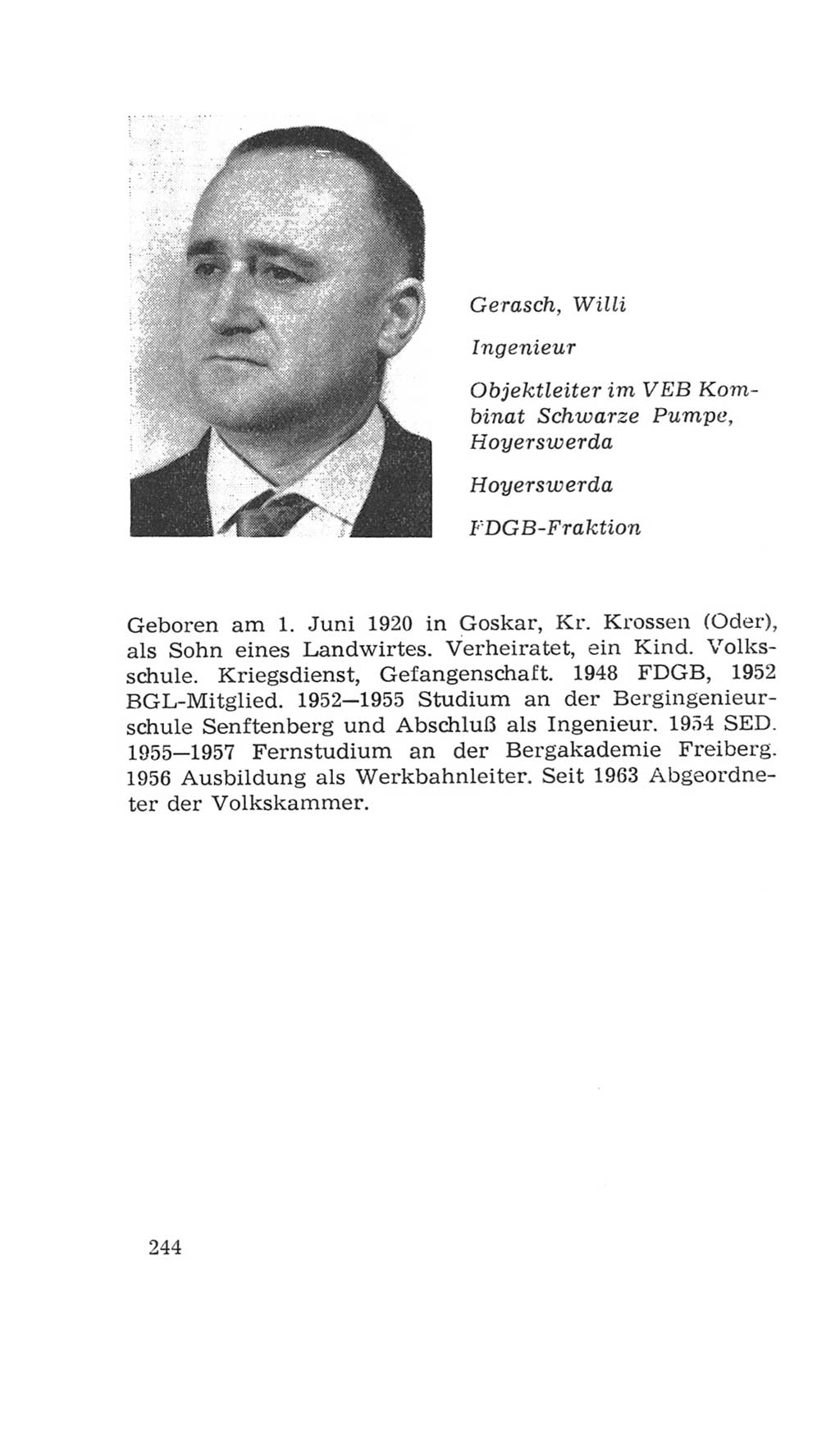 Volkskammer (VK) der Deutschen Demokratischen Republik (DDR), 4. Wahlperiode 1963-1967, Seite 244 (VK. DDR 4. WP. 1963-1967, S. 244)