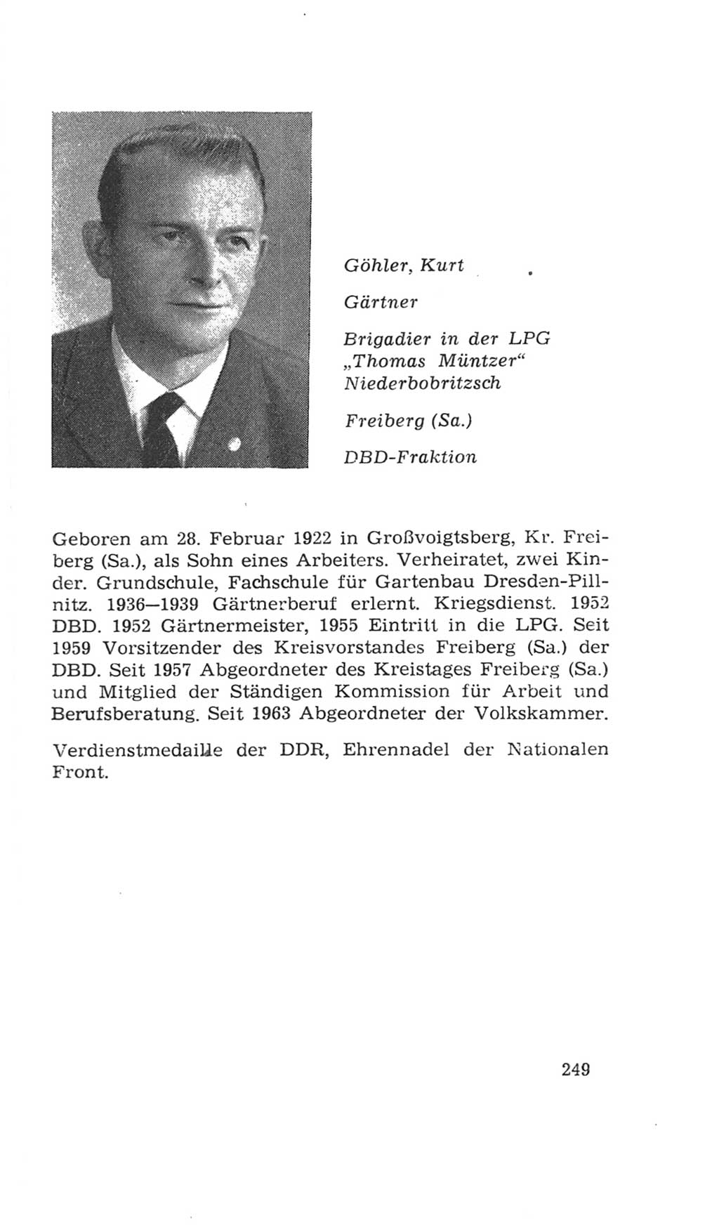 Volkskammer (VK) der Deutschen Demokratischen Republik (DDR), 4. Wahlperiode 1963-1967, Seite 249 (VK. DDR 4. WP. 1963-1967, S. 249)