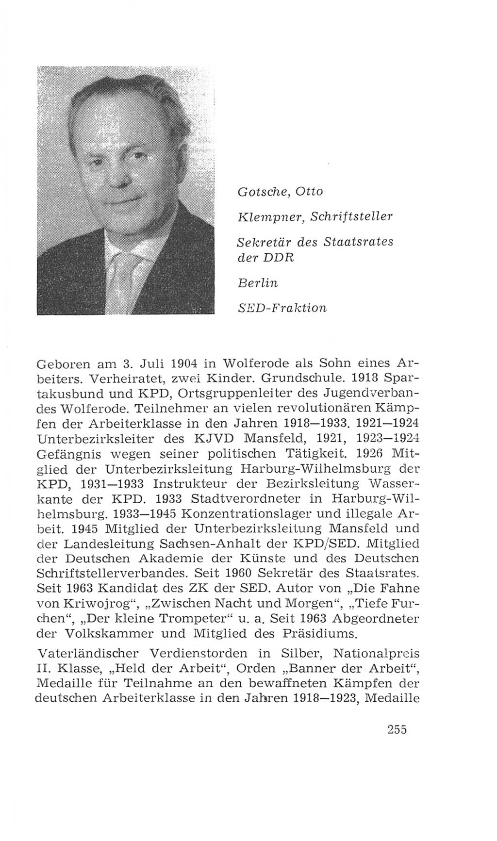 Volkskammer (VK) der Deutschen Demokratischen Republik (DDR), 4. Wahlperiode 1963-1967, Seite 255 (VK. DDR 4. WP. 1963-1967, S. 255)