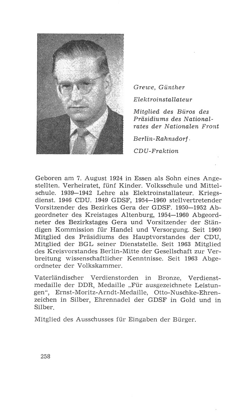 Volkskammer (VK) der Deutschen Demokratischen Republik (DDR), 4. Wahlperiode 1963-1967, Seite 258 (VK. DDR 4. WP. 1963-1967, S. 258)