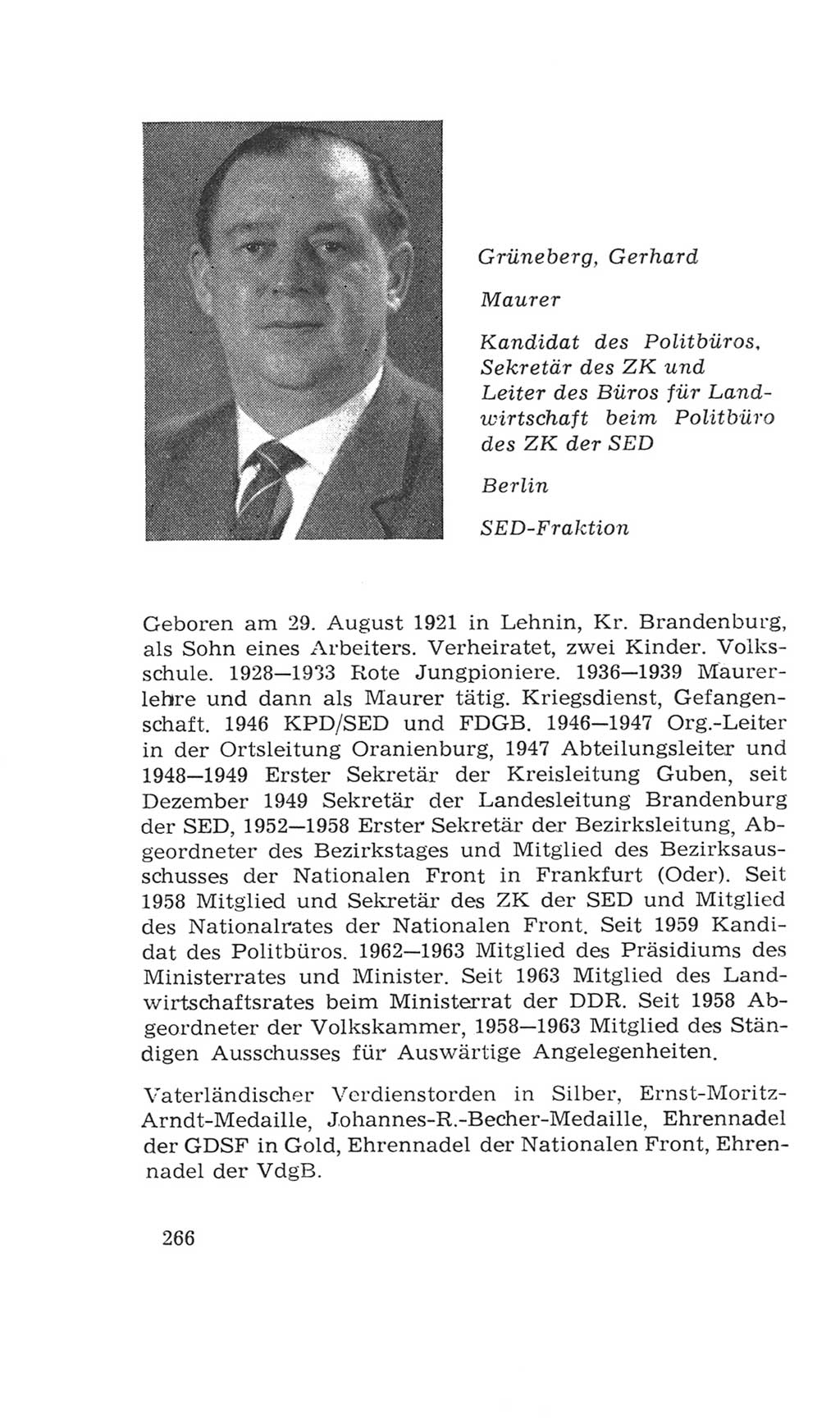 Volkskammer (VK) der Deutschen Demokratischen Republik (DDR), 4. Wahlperiode 1963-1967, Seite 266 (VK. DDR 4. WP. 1963-1967, S. 266)