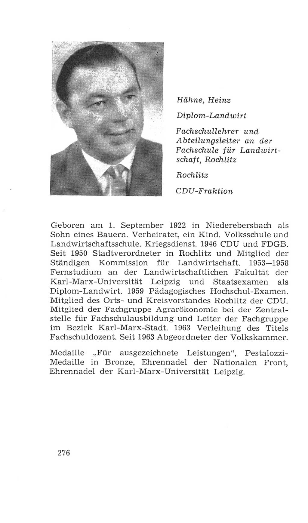Volkskammer (VK) der Deutschen Demokratischen Republik (DDR), 4. Wahlperiode 1963-1967, Seite 276 (VK. DDR 4. WP. 1963-1967, S. 276)