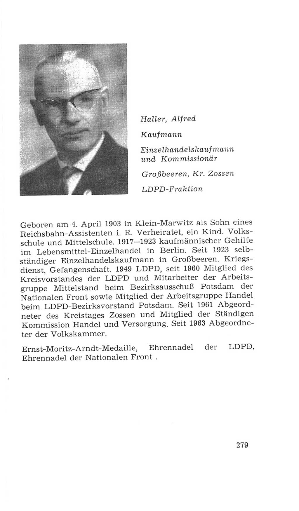 Volkskammer (VK) der Deutschen Demokratischen Republik (DDR), 4. Wahlperiode 1963-1967, Seite 279 (VK. DDR 4. WP. 1963-1967, S. 279)