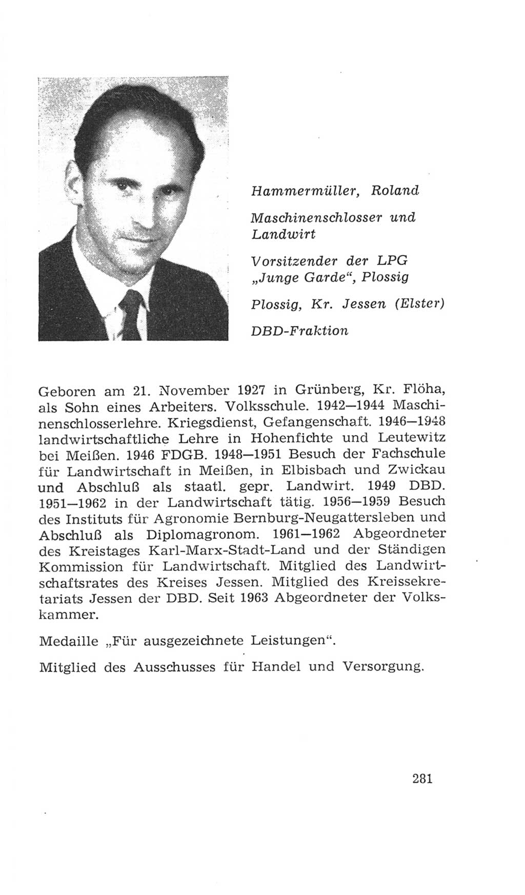 Volkskammer (VK) der Deutschen Demokratischen Republik (DDR), 4. Wahlperiode 1963-1967, Seite 281 (VK. DDR 4. WP. 1963-1967, S. 281)