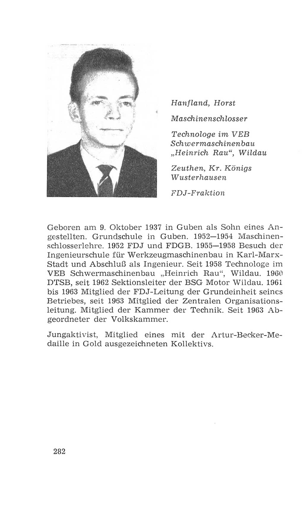 Volkskammer (VK) der Deutschen Demokratischen Republik (DDR), 4. Wahlperiode 1963-1967, Seite 282 (VK. DDR 4. WP. 1963-1967, S. 282)