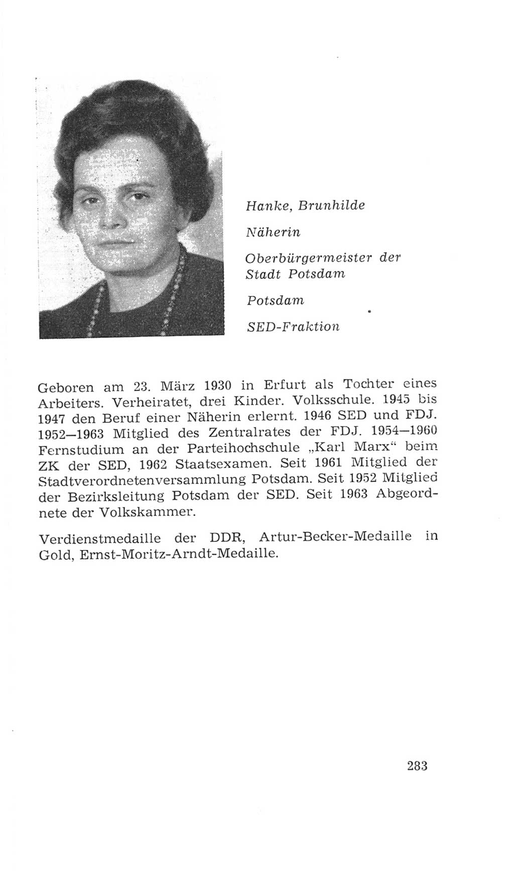 Volkskammer (VK) der Deutschen Demokratischen Republik (DDR), 4. Wahlperiode 1963-1967, Seite 283 (VK. DDR 4. WP. 1963-1967, S. 283)