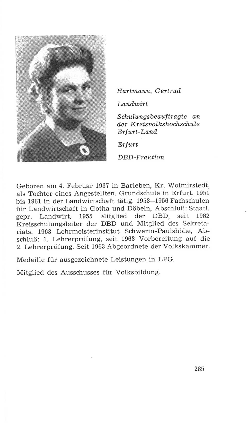 Volkskammer (VK) der Deutschen Demokratischen Republik (DDR), 4. Wahlperiode 1963-1967, Seite 285 (VK. DDR 4. WP. 1963-1967, S. 285)