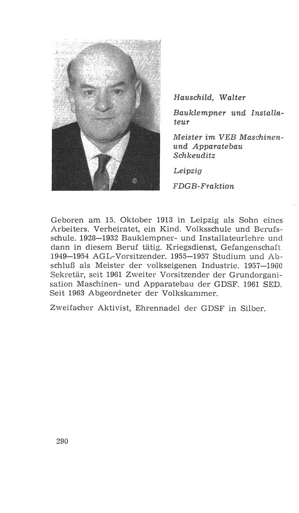 Volkskammer (VK) der Deutschen Demokratischen Republik (DDR), 4. Wahlperiode 1963-1967, Seite 290 (VK. DDR 4. WP. 1963-1967, S. 290)