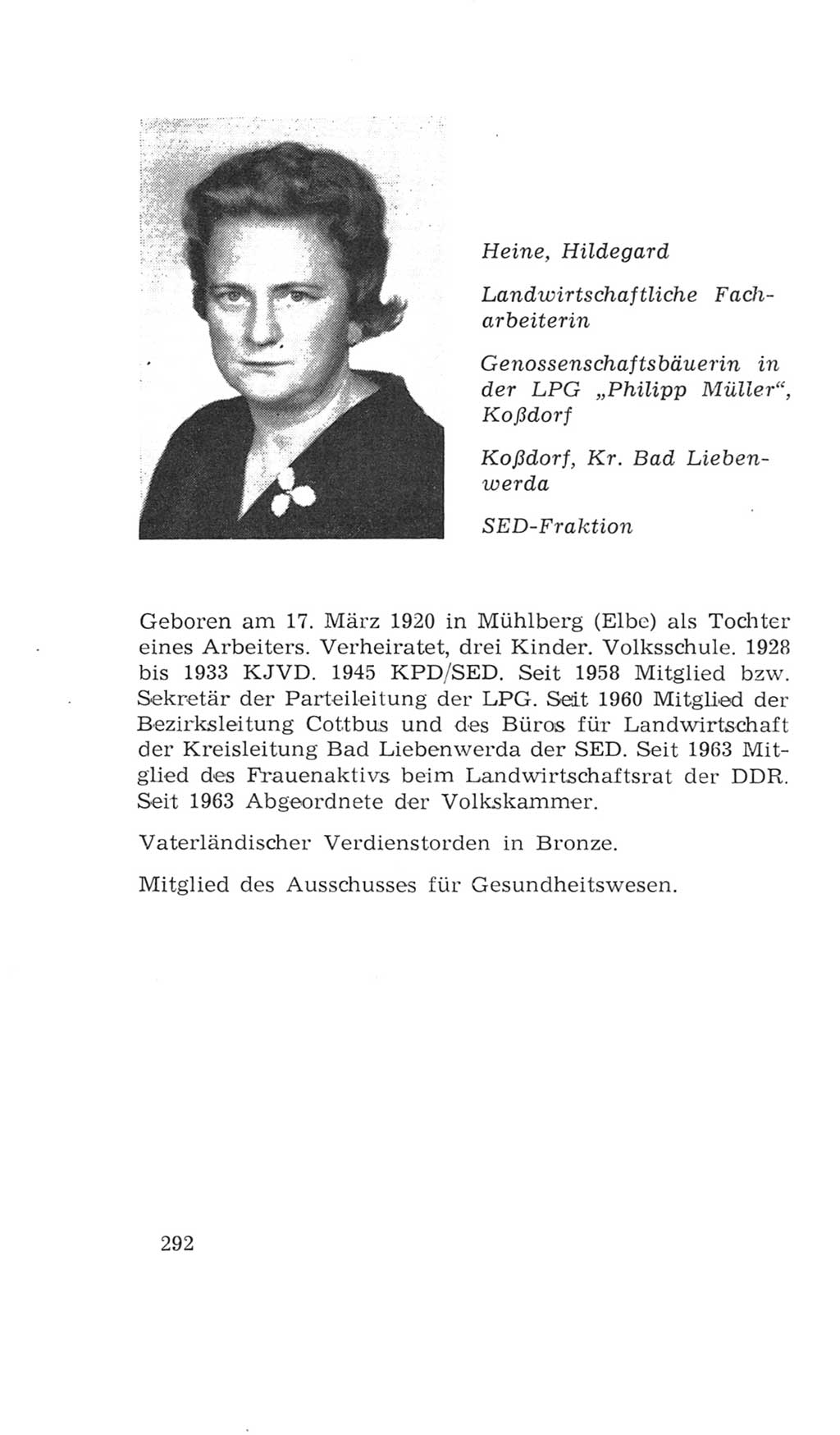 Volkskammer (VK) der Deutschen Demokratischen Republik (DDR), 4. Wahlperiode 1963-1967, Seite 292 (VK. DDR 4. WP. 1963-1967, S. 292)