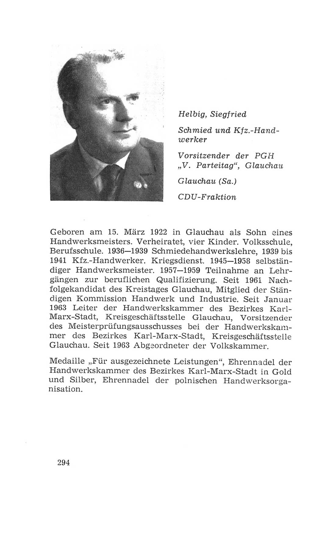 Volkskammer (VK) der Deutschen Demokratischen Republik (DDR), 4. Wahlperiode 1963-1967, Seite 294 (VK. DDR 4. WP. 1963-1967, S. 294)