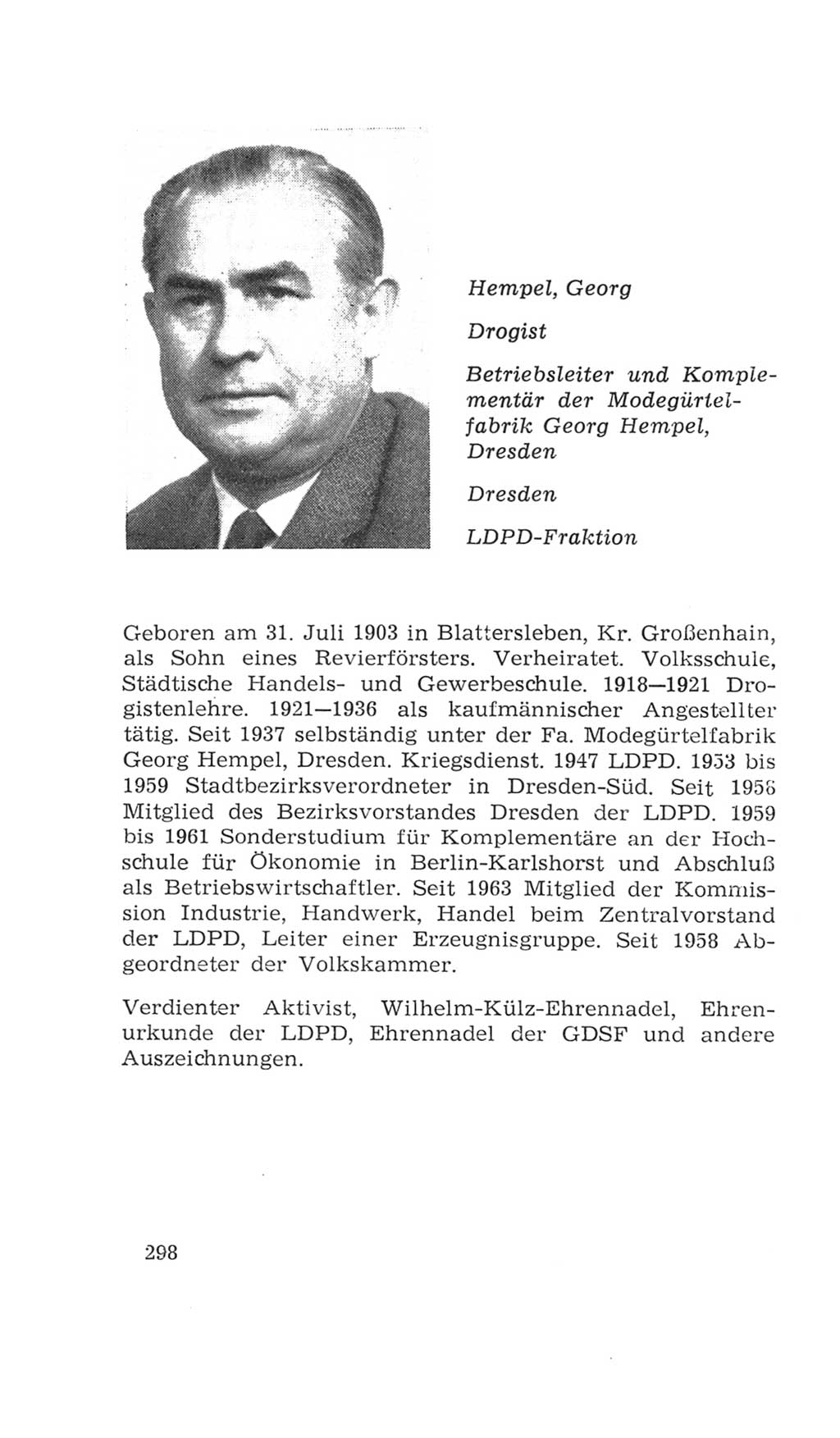Volkskammer (VK) der Deutschen Demokratischen Republik (DDR), 4. Wahlperiode 1963-1967, Seite 298 (VK. DDR 4. WP. 1963-1967, S. 298)