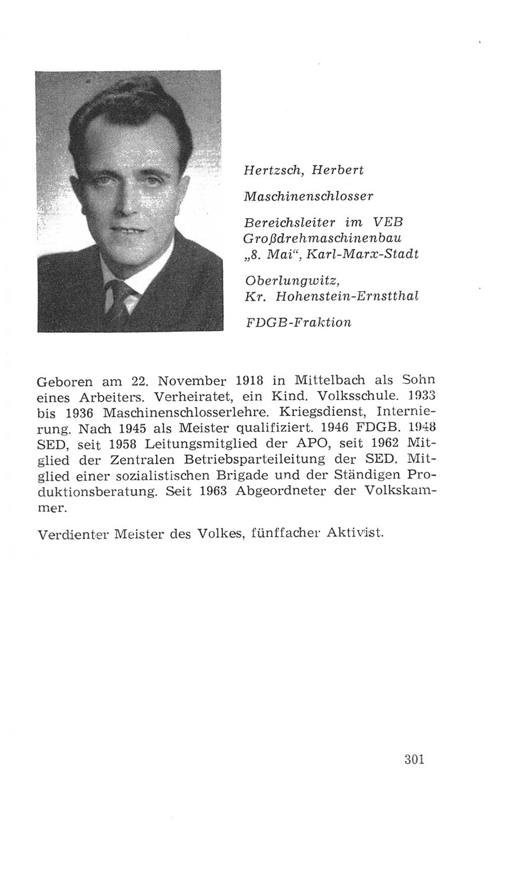 Volkskammer (VK) der Deutschen Demokratischen Republik (DDR), 4. Wahlperiode 1963-1967, Seite 301 (VK. DDR 4. WP. 1963-1967, S. 301)