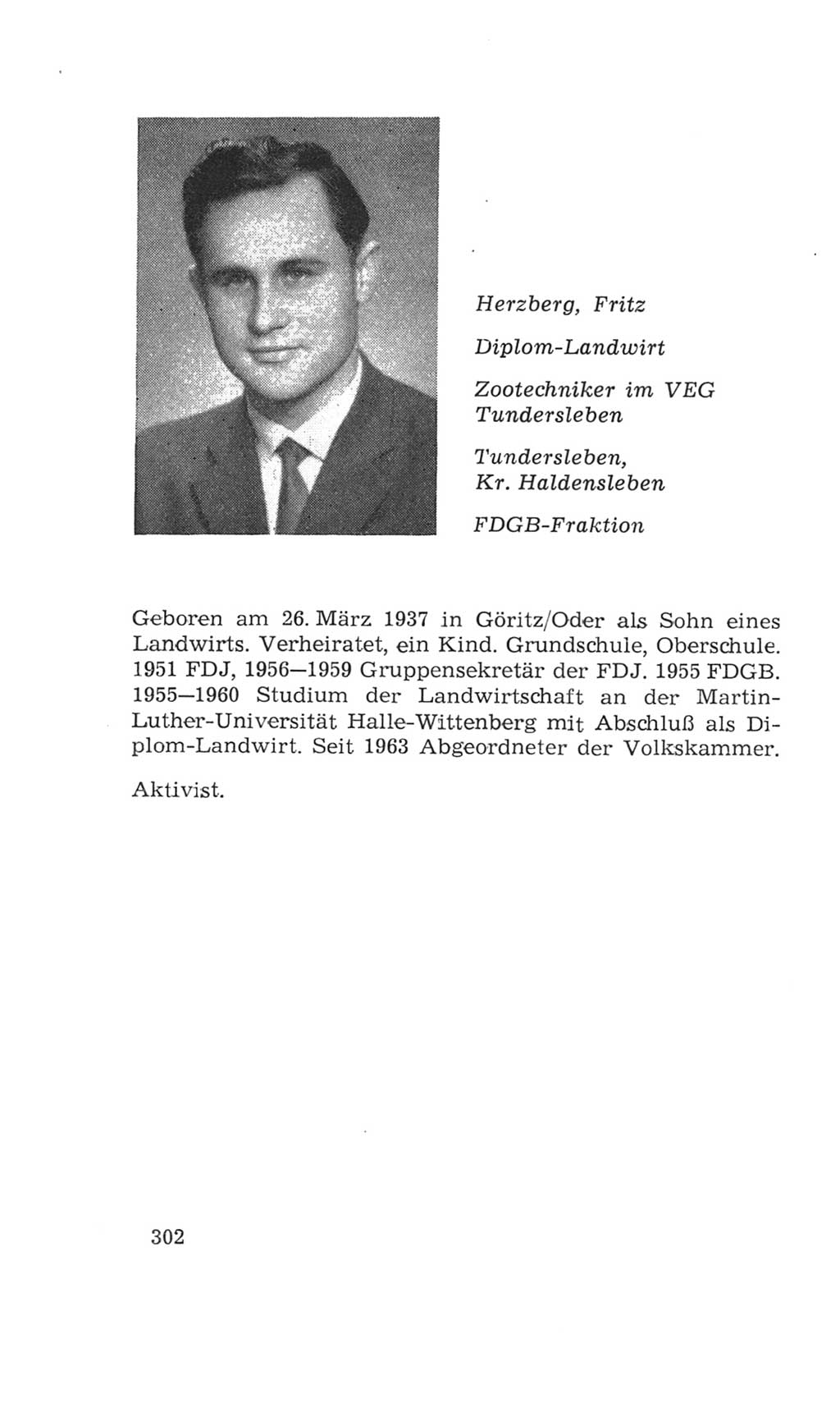 Volkskammer (VK) der Deutschen Demokratischen Republik (DDR), 4. Wahlperiode 1963-1967, Seite 302 (VK. DDR 4. WP. 1963-1967, S. 302)