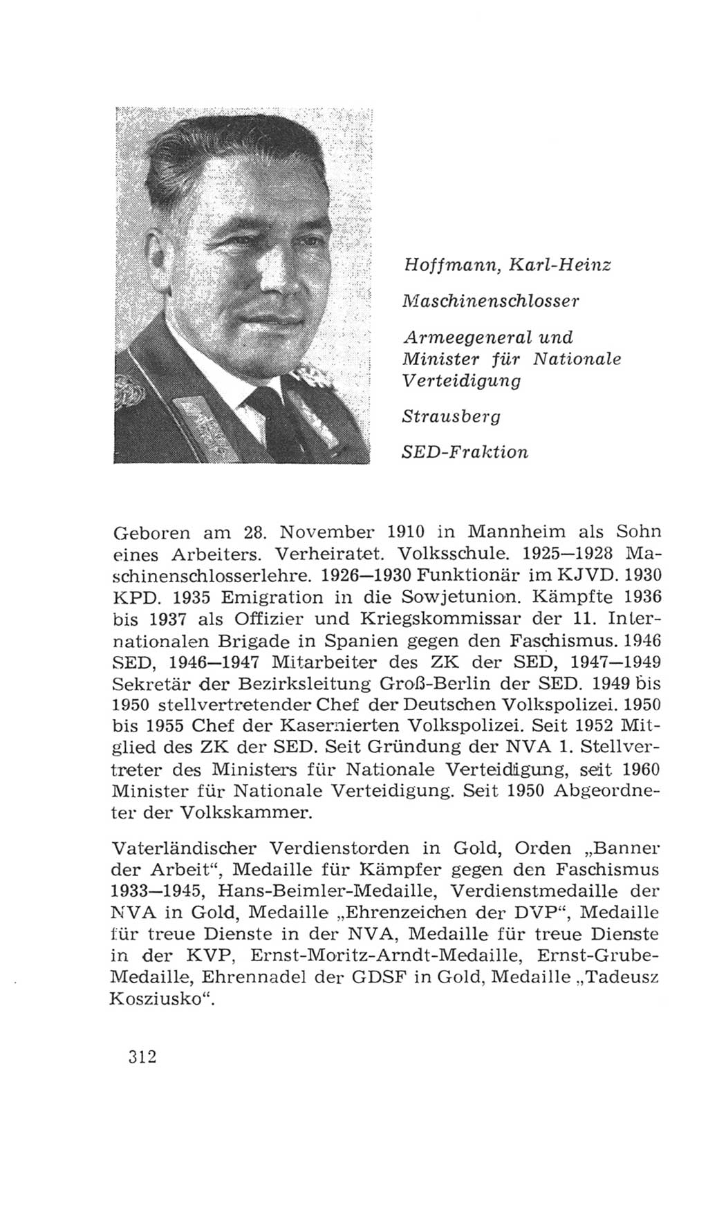 Volkskammer (VK) der Deutschen Demokratischen Republik (DDR), 4. Wahlperiode 1963-1967, Seite 312 (VK. DDR 4. WP. 1963-1967, S. 312)