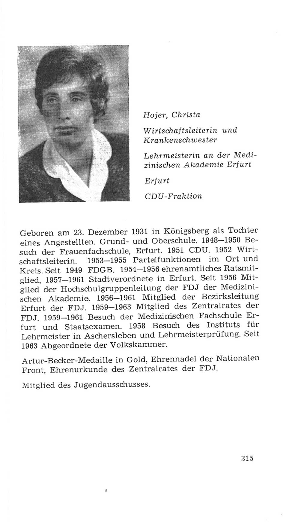 Volkskammer (VK) der Deutschen Demokratischen Republik (DDR), 4. Wahlperiode 1963-1967, Seite 315 (VK. DDR 4. WP. 1963-1967, S. 315)