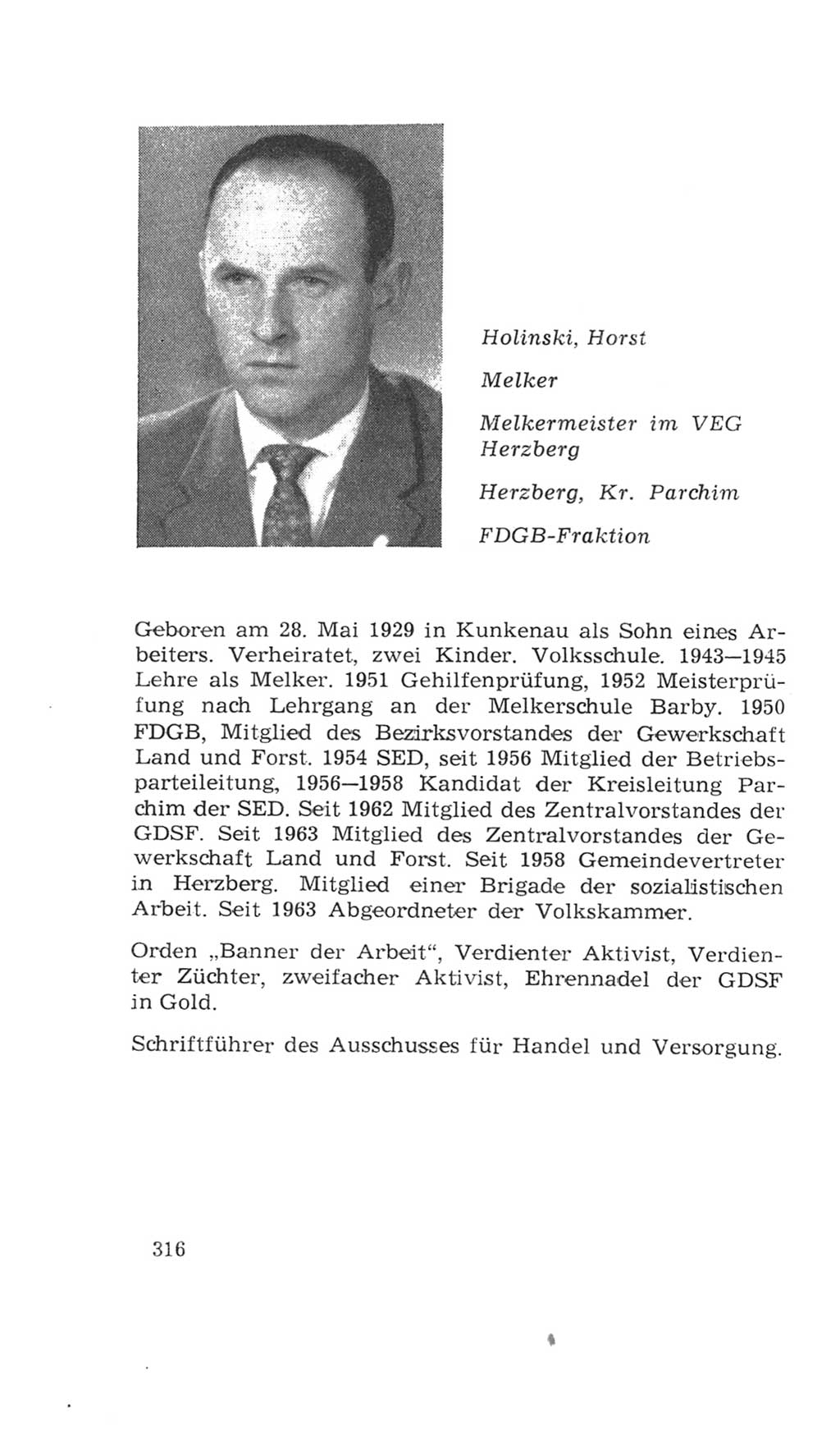 Volkskammer (VK) der Deutschen Demokratischen Republik (DDR), 4. Wahlperiode 1963-1967, Seite 316 (VK. DDR 4. WP. 1963-1967, S. 316)