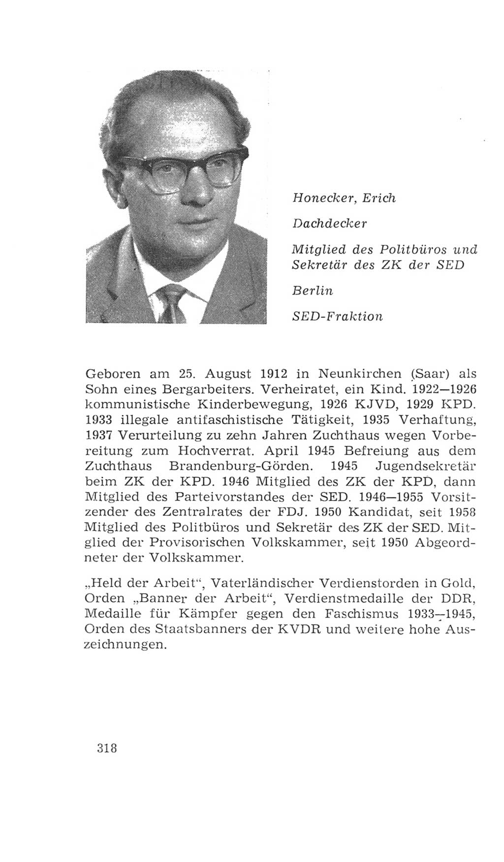 Volkskammer (VK) der Deutschen Demokratischen Republik (DDR), 4. Wahlperiode 1963-1967, Seite 318 (VK. DDR 4. WP. 1963-1967, S. 318)