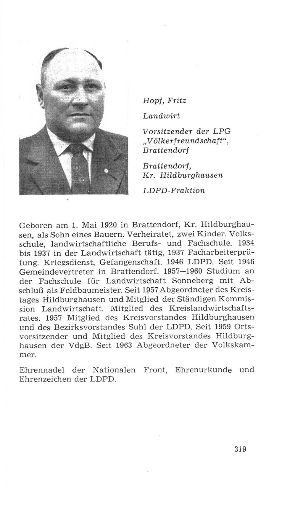 Volkskammer (VK) der Deutschen Demokratischen Republik (DDR), 4. Wahlperiode 1963-1967, Seite 319 (VK. DDR 4. WP. 1963-1967, S. 319)