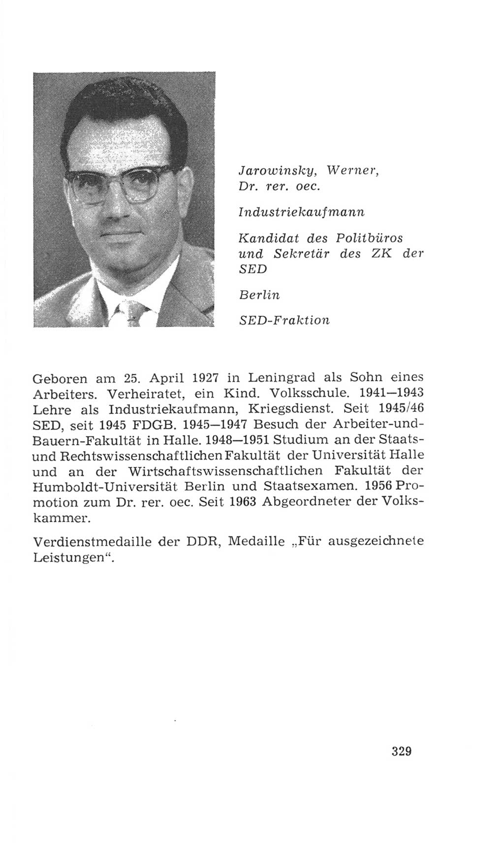 Volkskammer (VK) der Deutschen Demokratischen Republik (DDR), 4. Wahlperiode 1963-1967, Seite 329 (VK. DDR 4. WP. 1963-1967, S. 329)
