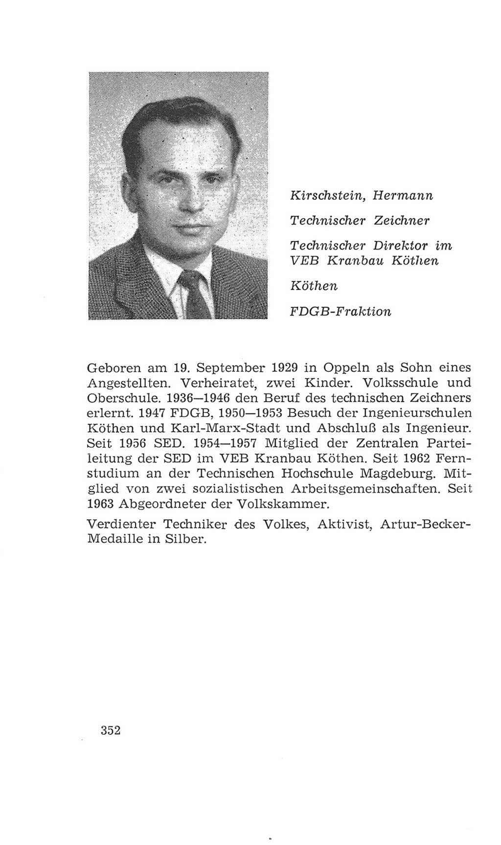 Volkskammer (VK) der Deutschen Demokratischen Republik (DDR), 4. Wahlperiode 1963-1967, Seite 352 (VK. DDR 4. WP. 1963-1967, S. 352)