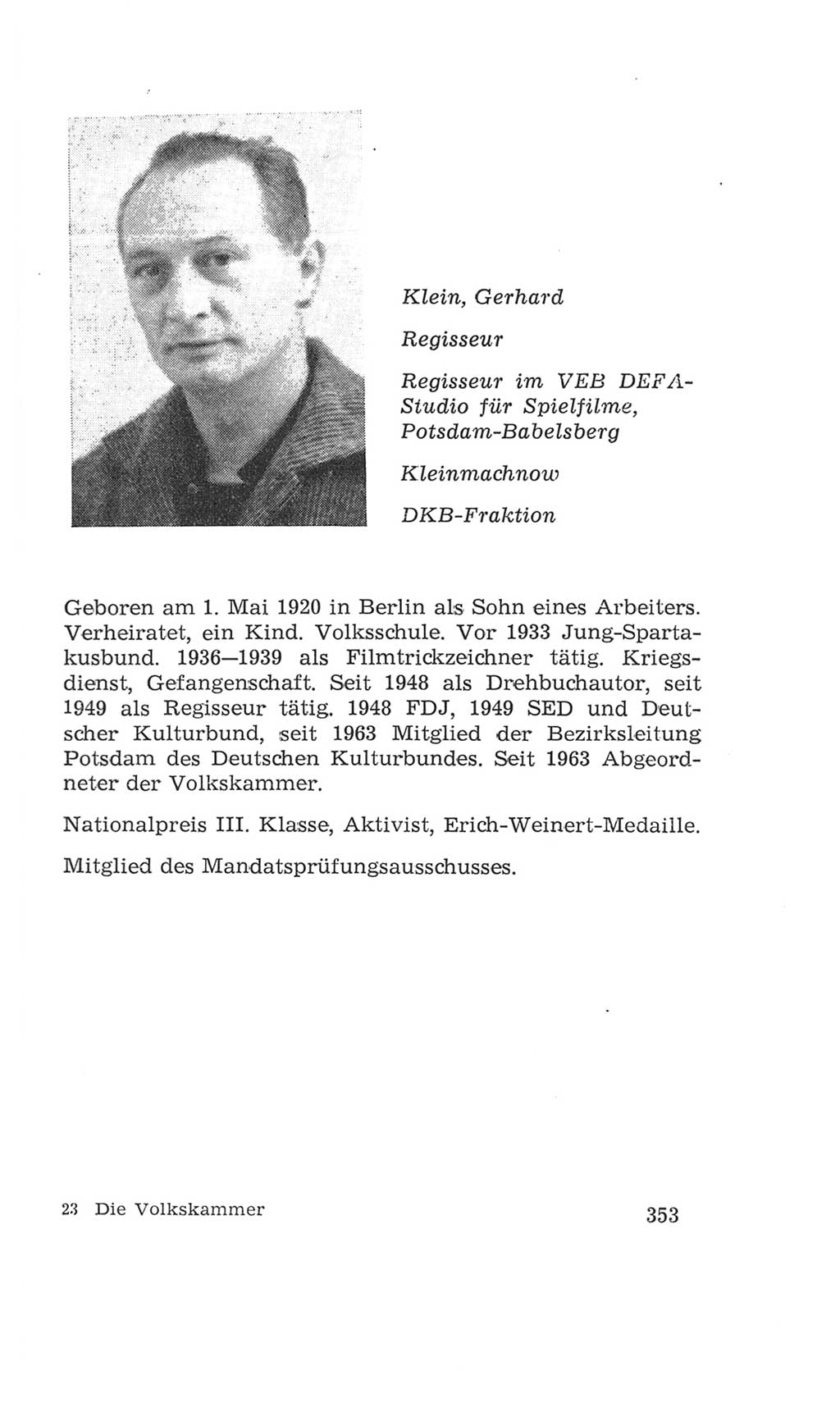 Volkskammer (VK) der Deutschen Demokratischen Republik (DDR), 4. Wahlperiode 1963-1967, Seite 353 (VK. DDR 4. WP. 1963-1967, S. 353)