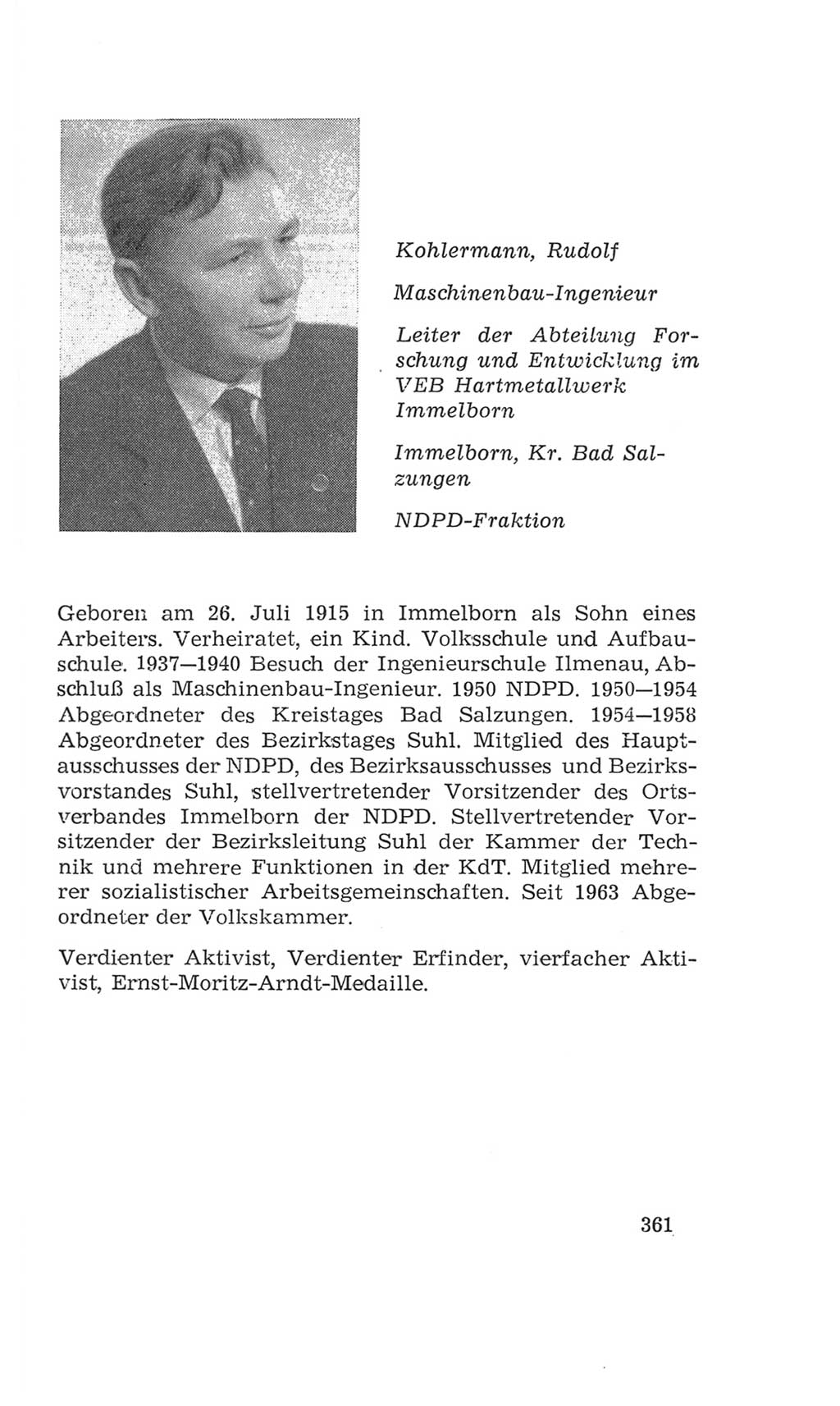 Volkskammer (VK) der Deutschen Demokratischen Republik (DDR), 4. Wahlperiode 1963-1967, Seite 361 (VK. DDR 4. WP. 1963-1967, S. 361)