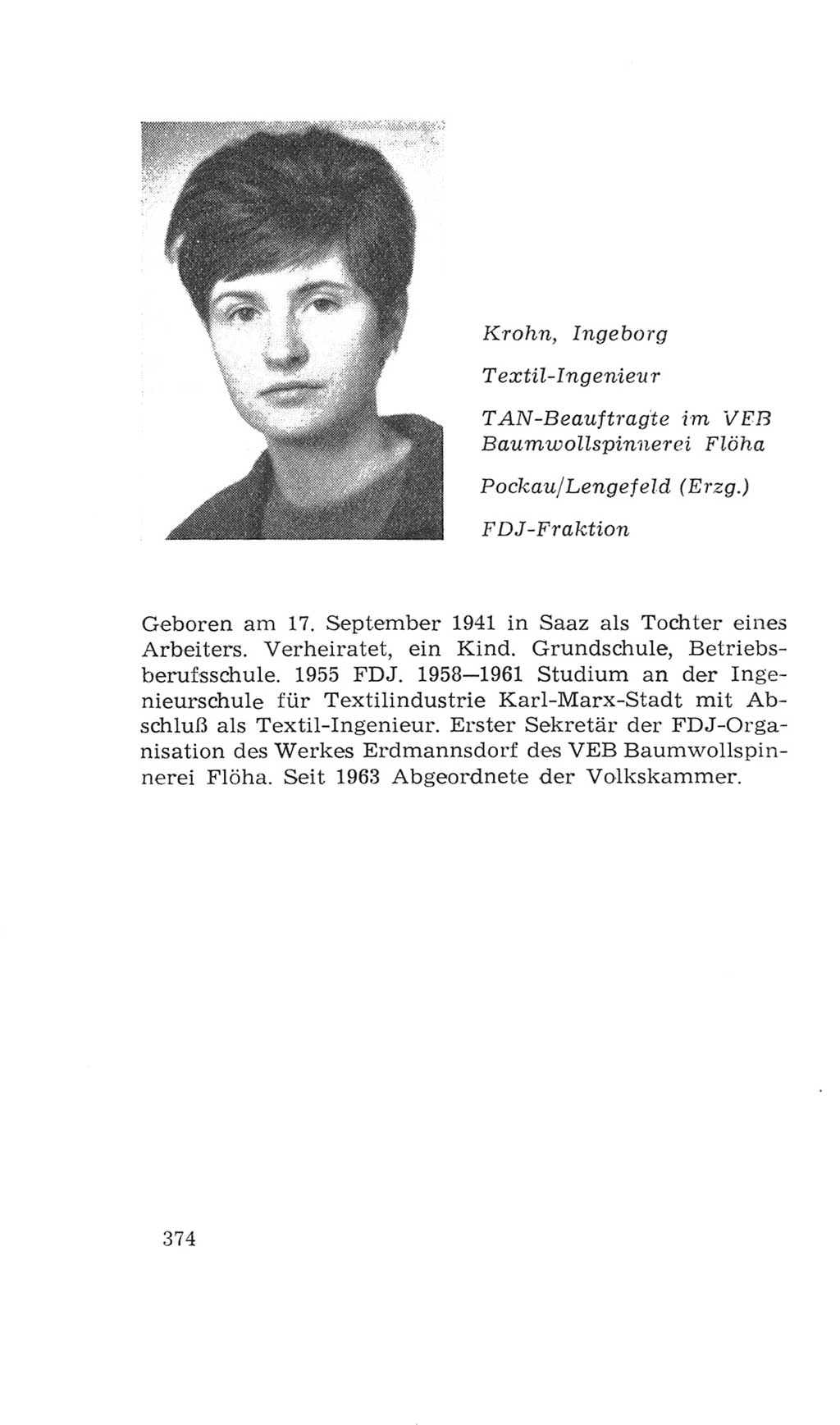 Volkskammer (VK) der Deutschen Demokratischen Republik (DDR), 4. Wahlperiode 1963-1967, Seite 374 (VK. DDR 4. WP. 1963-1967, S. 374)