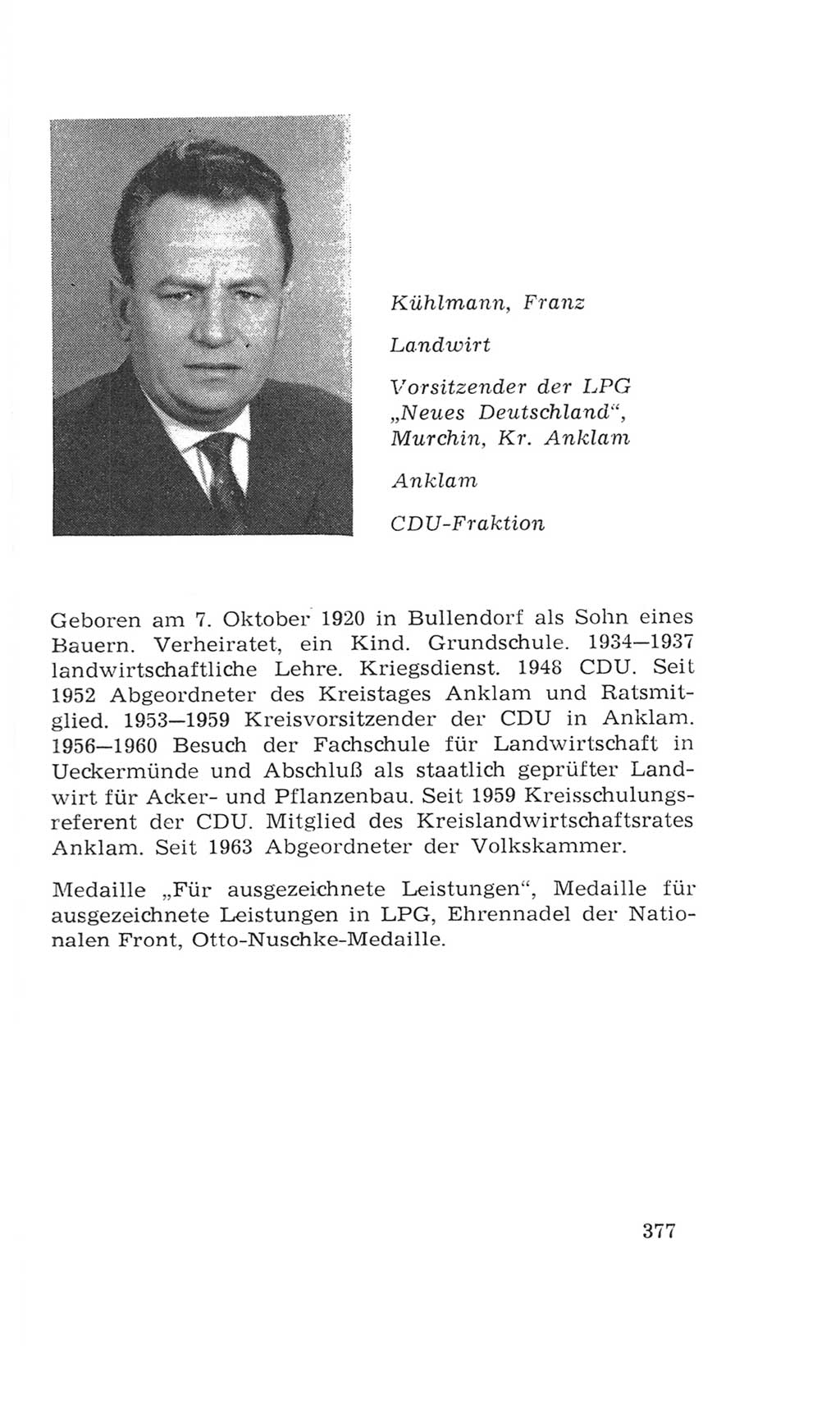 Volkskammer (VK) der Deutschen Demokratischen Republik (DDR), 4. Wahlperiode 1963-1967, Seite 377 (VK. DDR 4. WP. 1963-1967, S. 377)