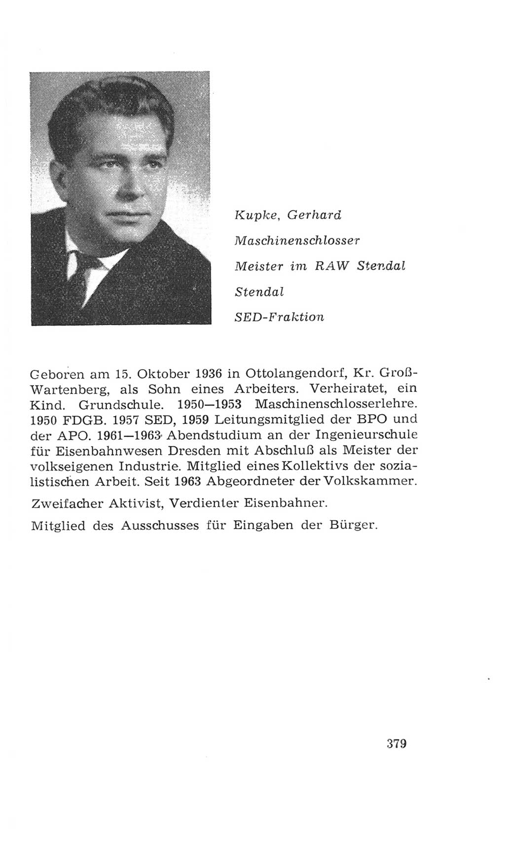 Volkskammer (VK) der Deutschen Demokratischen Republik (DDR), 4. Wahlperiode 1963-1967, Seite 379 (VK. DDR 4. WP. 1963-1967, S. 379)