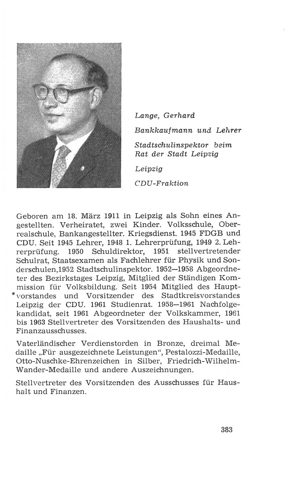 Volkskammer (VK) der Deutschen Demokratischen Republik (DDR), 4. Wahlperiode 1963-1967, Seite 383 (VK. DDR 4. WP. 1963-1967, S. 383)