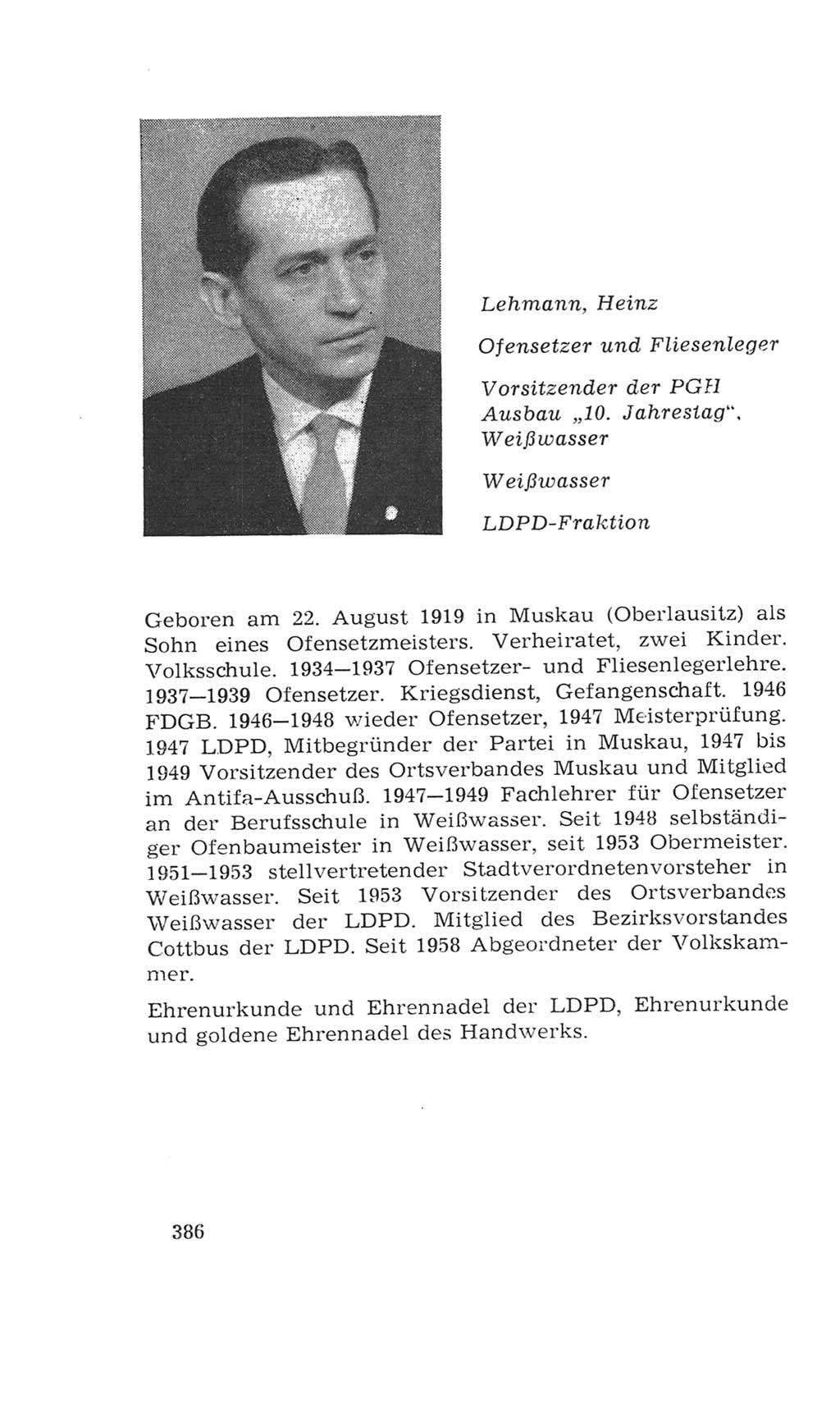 Volkskammer (VK) der Deutschen Demokratischen Republik (DDR), 4. Wahlperiode 1963-1967, Seite 386 (VK. DDR 4. WP. 1963-1967, S. 386)