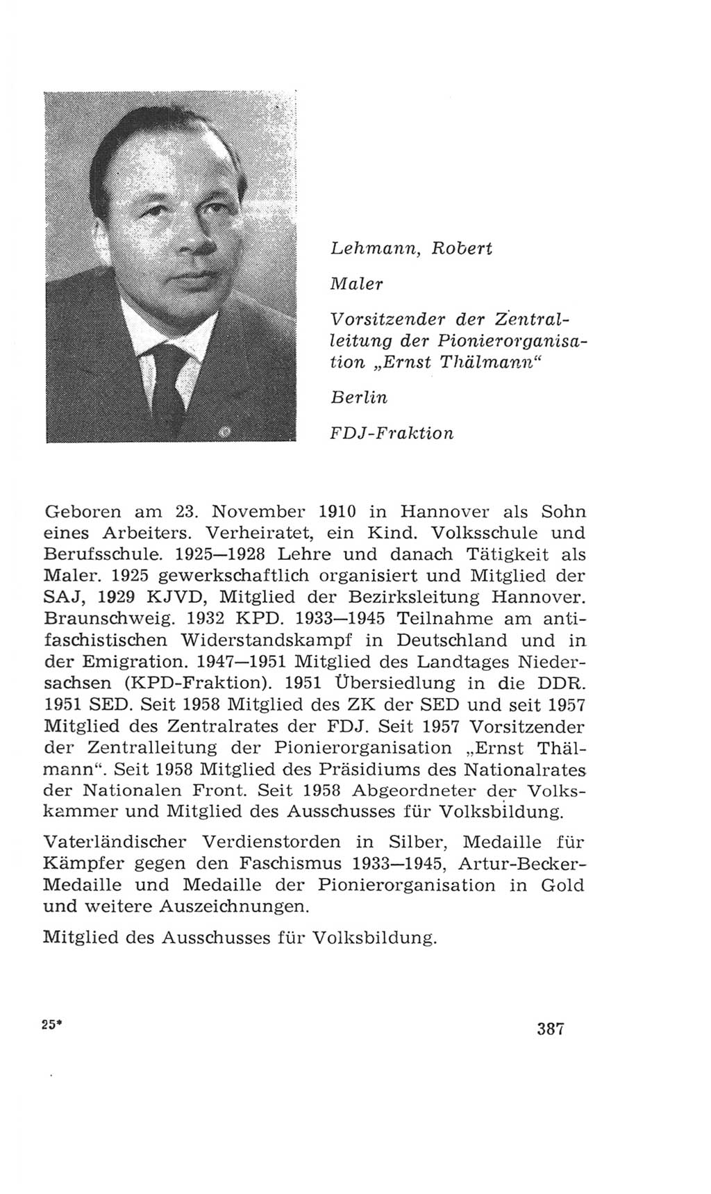 Volkskammer (VK) der Deutschen Demokratischen Republik (DDR), 4. Wahlperiode 1963-1967, Seite 387 (VK. DDR 4. WP. 1963-1967, S. 387)
