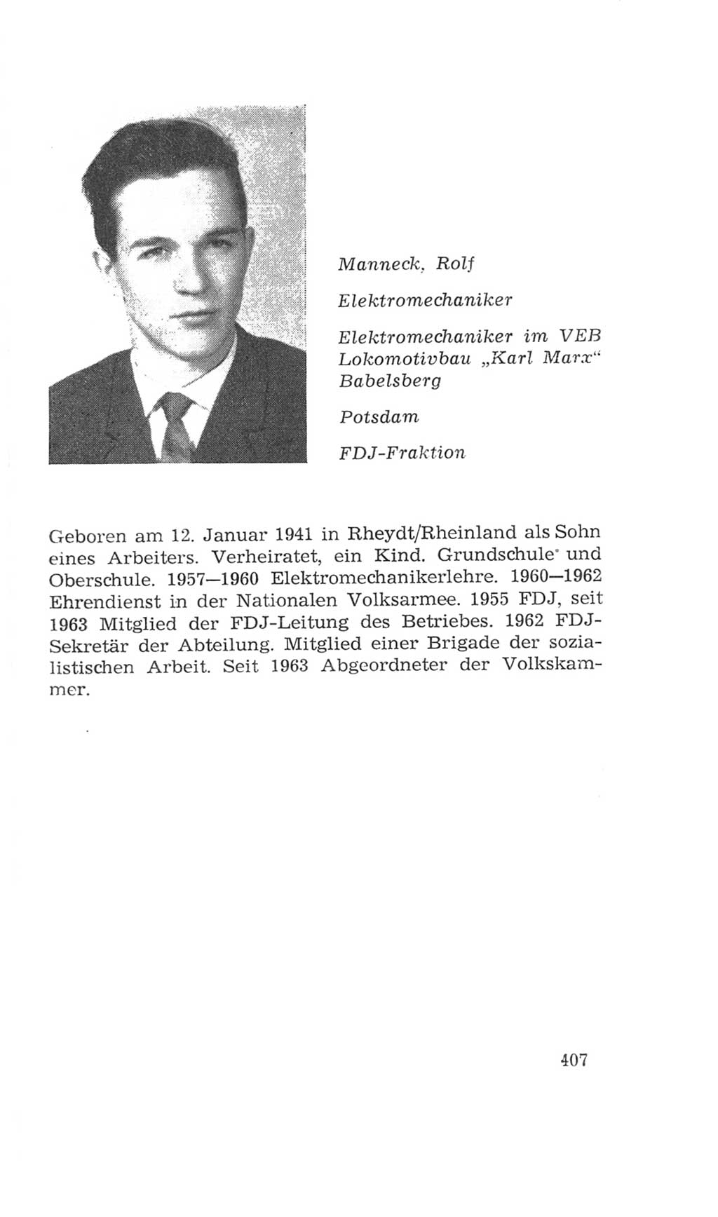 Volkskammer (VK) der Deutschen Demokratischen Republik (DDR), 4. Wahlperiode 1963-1967, Seite 407 (VK. DDR 4. WP. 1963-1967, S. 407)