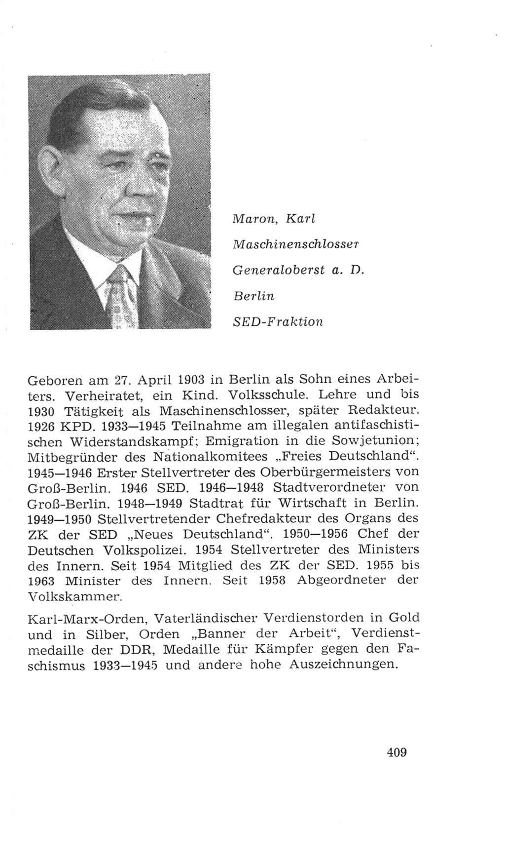 Volkskammer (VK) der Deutschen Demokratischen Republik (DDR), 4. Wahlperiode 1963-1967, Seite 409 (VK. DDR 4. WP. 1963-1967, S. 409)