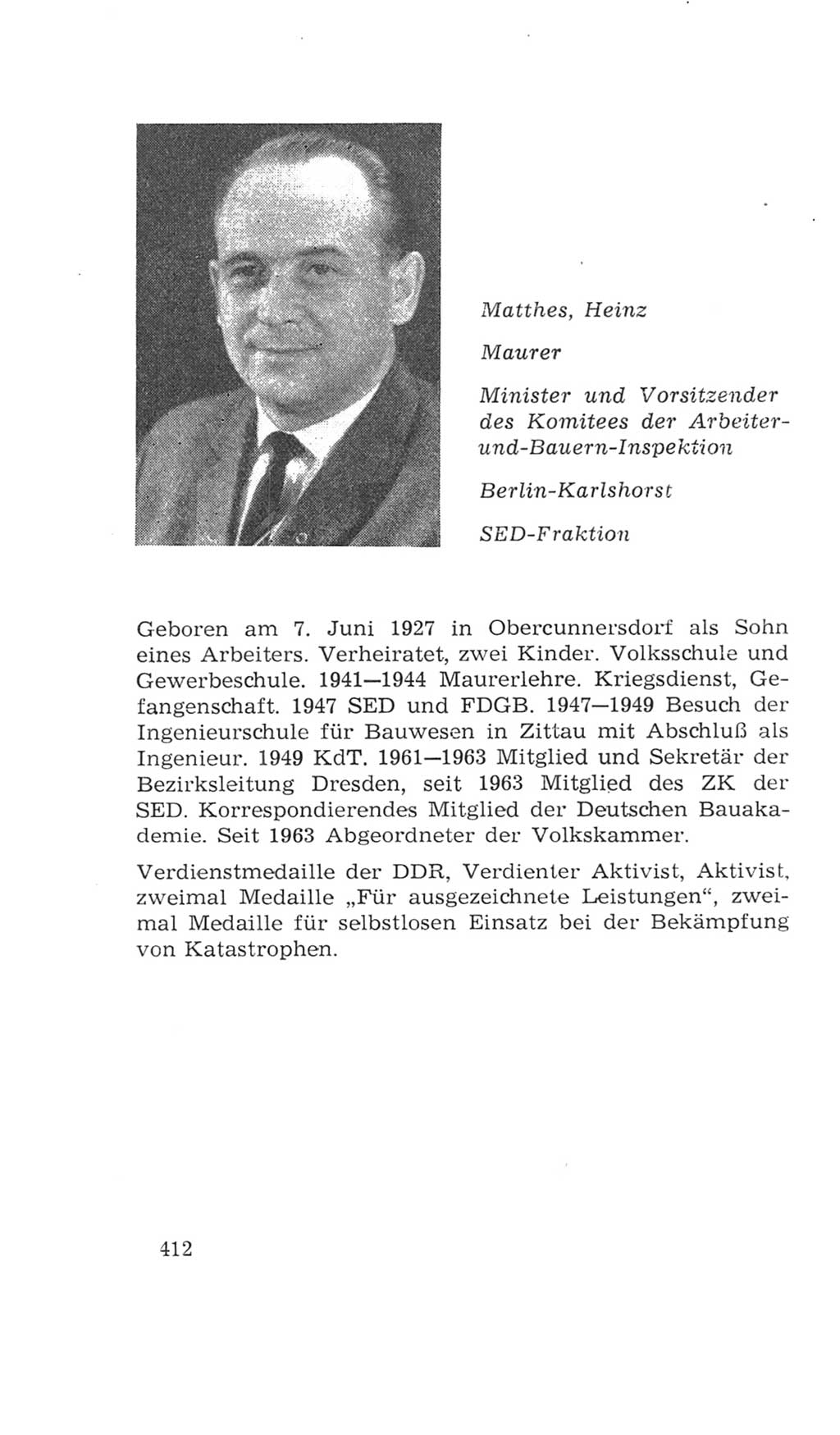 Volkskammer (VK) der Deutschen Demokratischen Republik (DDR), 4. Wahlperiode 1963-1967, Seite 412 (VK. DDR 4. WP. 1963-1967, S. 412)