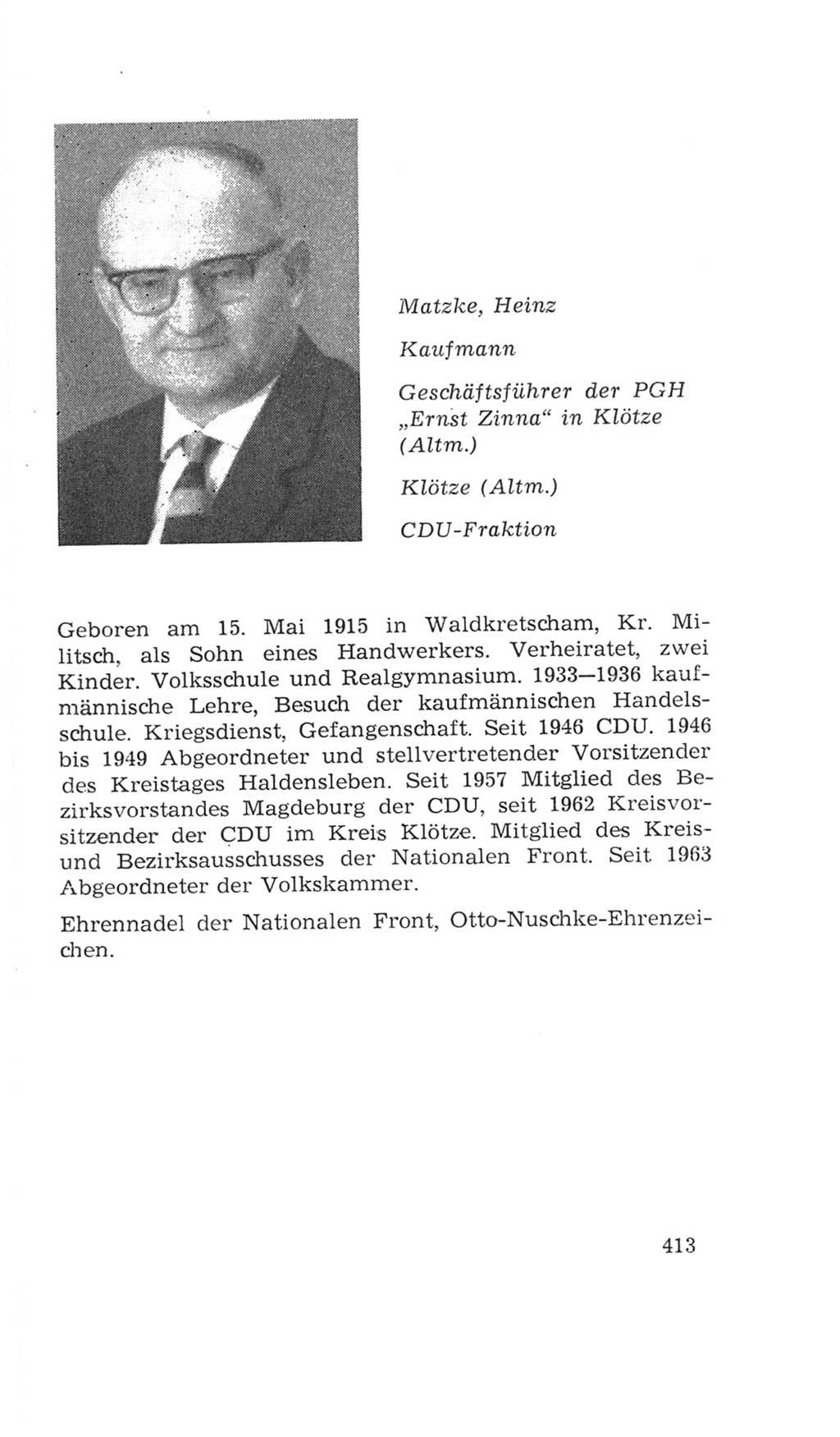Volkskammer (VK) der Deutschen Demokratischen Republik (DDR), 4. Wahlperiode 1963-1967, Seite 413 (VK. DDR 4. WP. 1963-1967, S. 413)