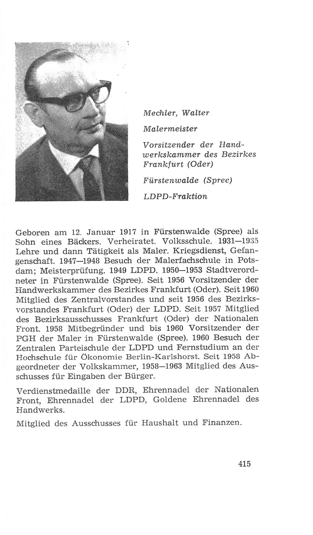 Volkskammer (VK) der Deutschen Demokratischen Republik (DDR), 4. Wahlperiode 1963-1967, Seite 415 (VK. DDR 4. WP. 1963-1967, S. 415)