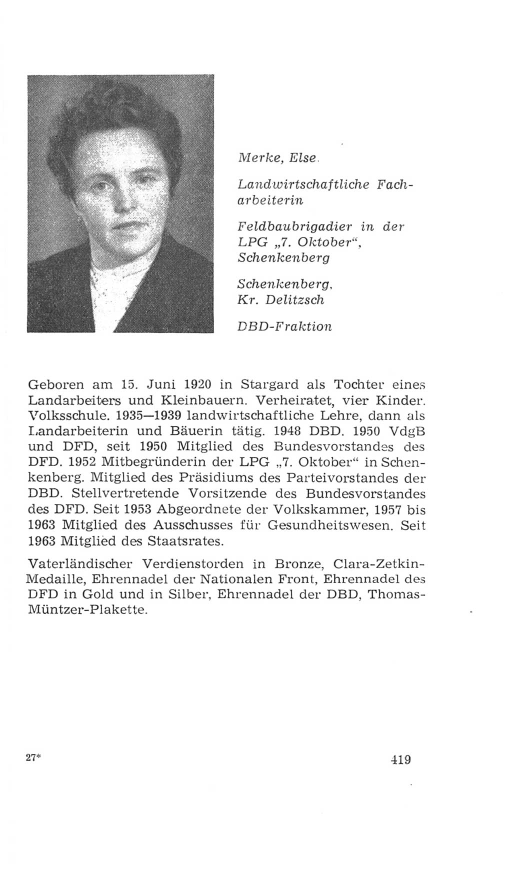 Volkskammer (VK) der Deutschen Demokratischen Republik (DDR), 4. Wahlperiode 1963-1967, Seite 419 (VK. DDR 4. WP. 1963-1967, S. 419)