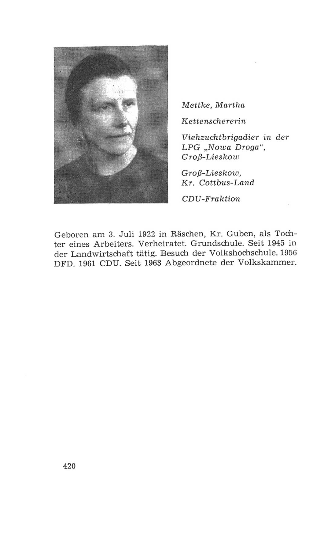 Volkskammer (VK) der Deutschen Demokratischen Republik (DDR), 4. Wahlperiode 1963-1967, Seite 420 (VK. DDR 4. WP. 1963-1967, S. 420)