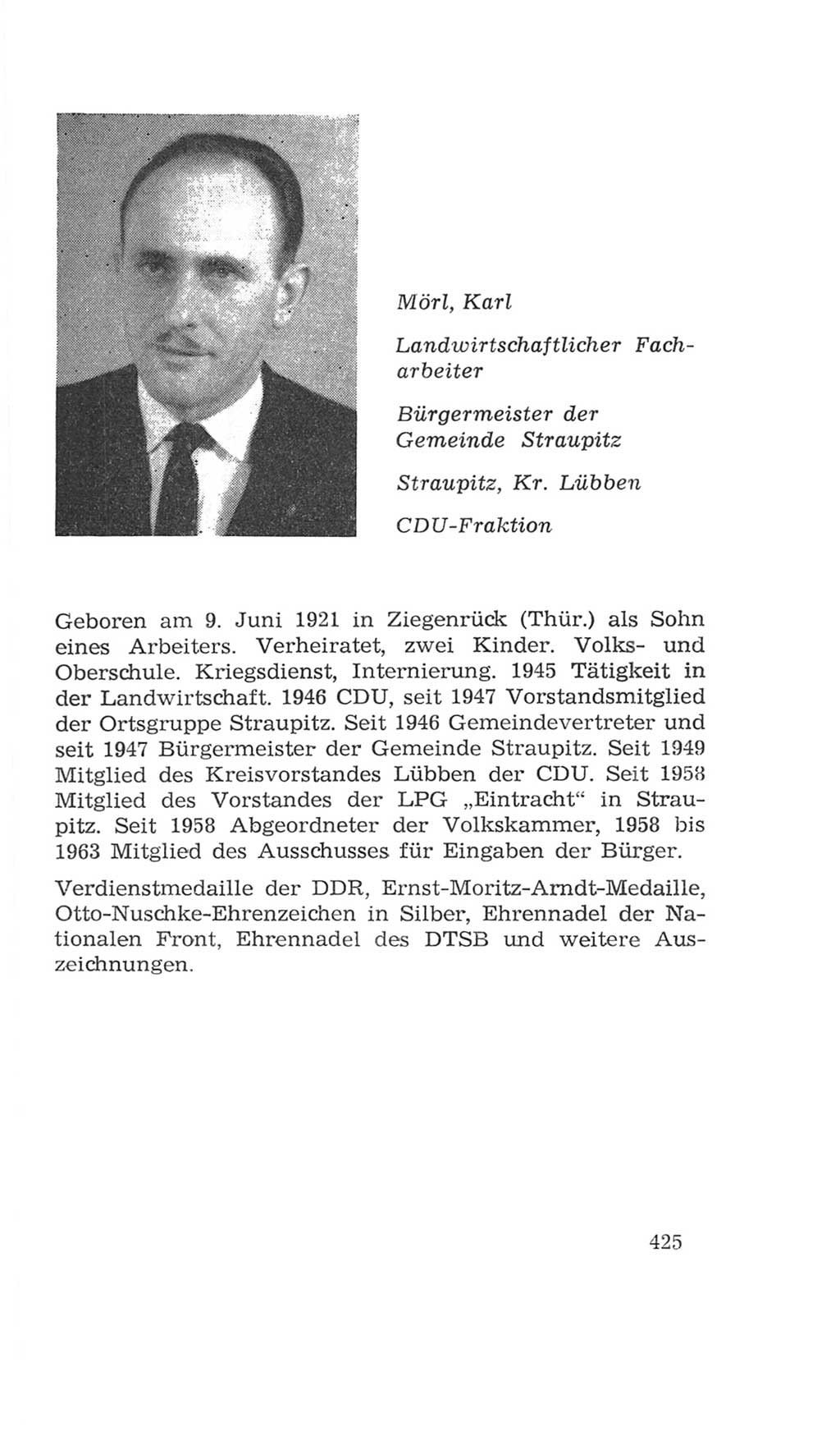 Volkskammer (VK) der Deutschen Demokratischen Republik (DDR), 4. Wahlperiode 1963-1967, Seite 425 (VK. DDR 4. WP. 1963-1967, S. 425)