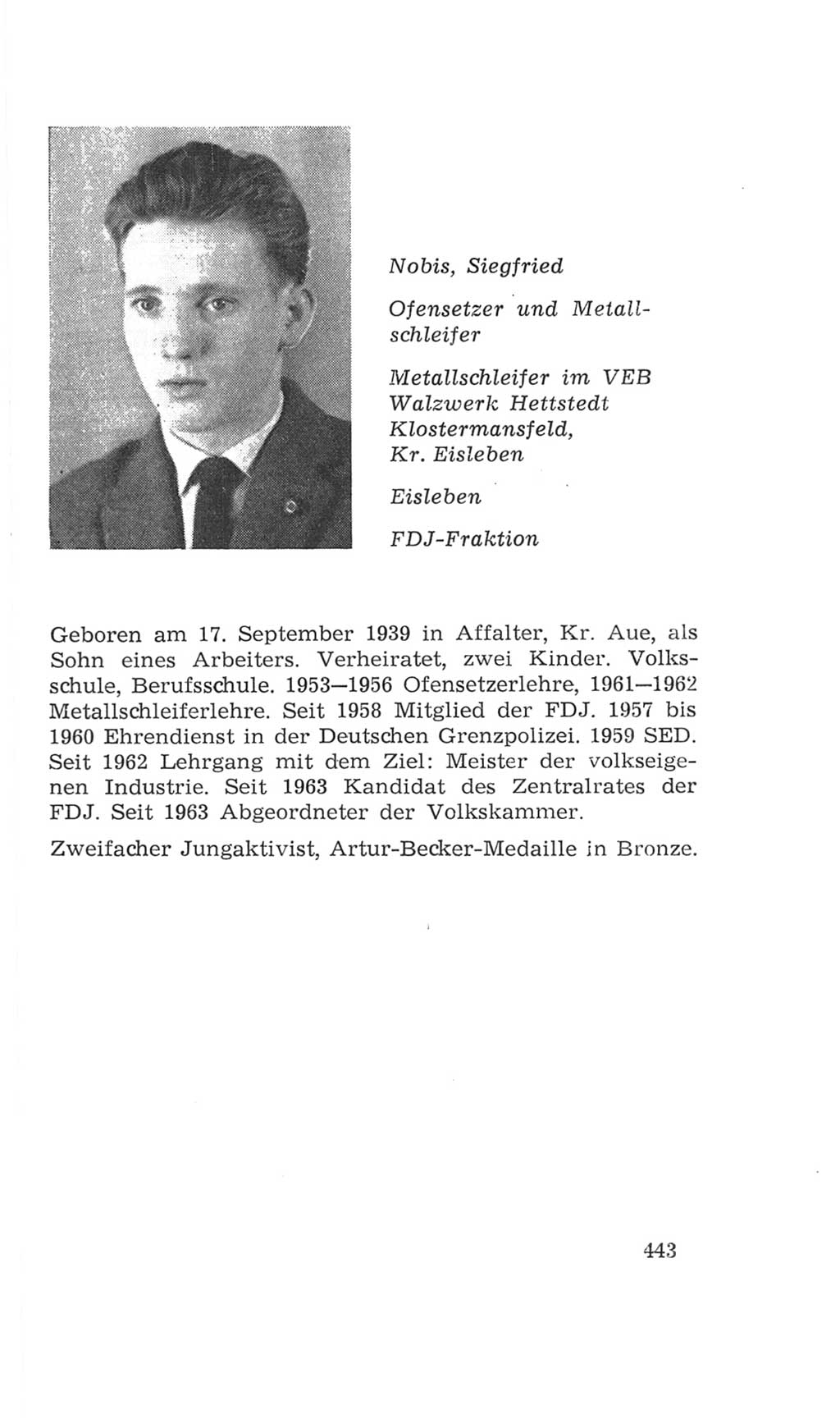 Volkskammer (VK) der Deutschen Demokratischen Republik (DDR), 4. Wahlperiode 1963-1967, Seite 443 (VK. DDR 4. WP. 1963-1967, S. 443)