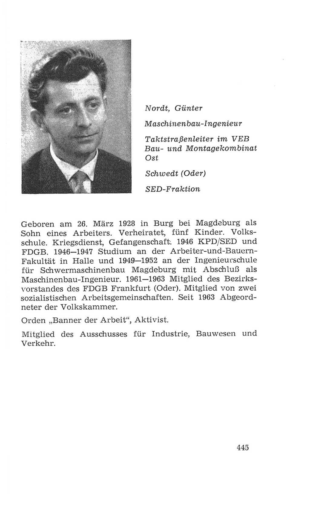 Volkskammer (VK) der Deutschen Demokratischen Republik (DDR), 4. Wahlperiode 1963-1967, Seite 445 (VK. DDR 4. WP. 1963-1967, S. 445)