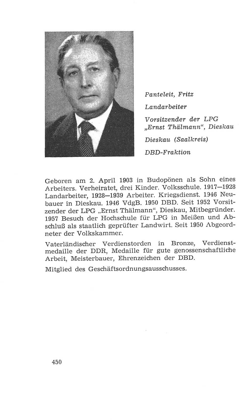 Volkskammer (VK) der Deutschen Demokratischen Republik (DDR), 4. Wahlperiode 1963-1967, Seite 450 (VK. DDR 4. WP. 1963-1967, S. 450)